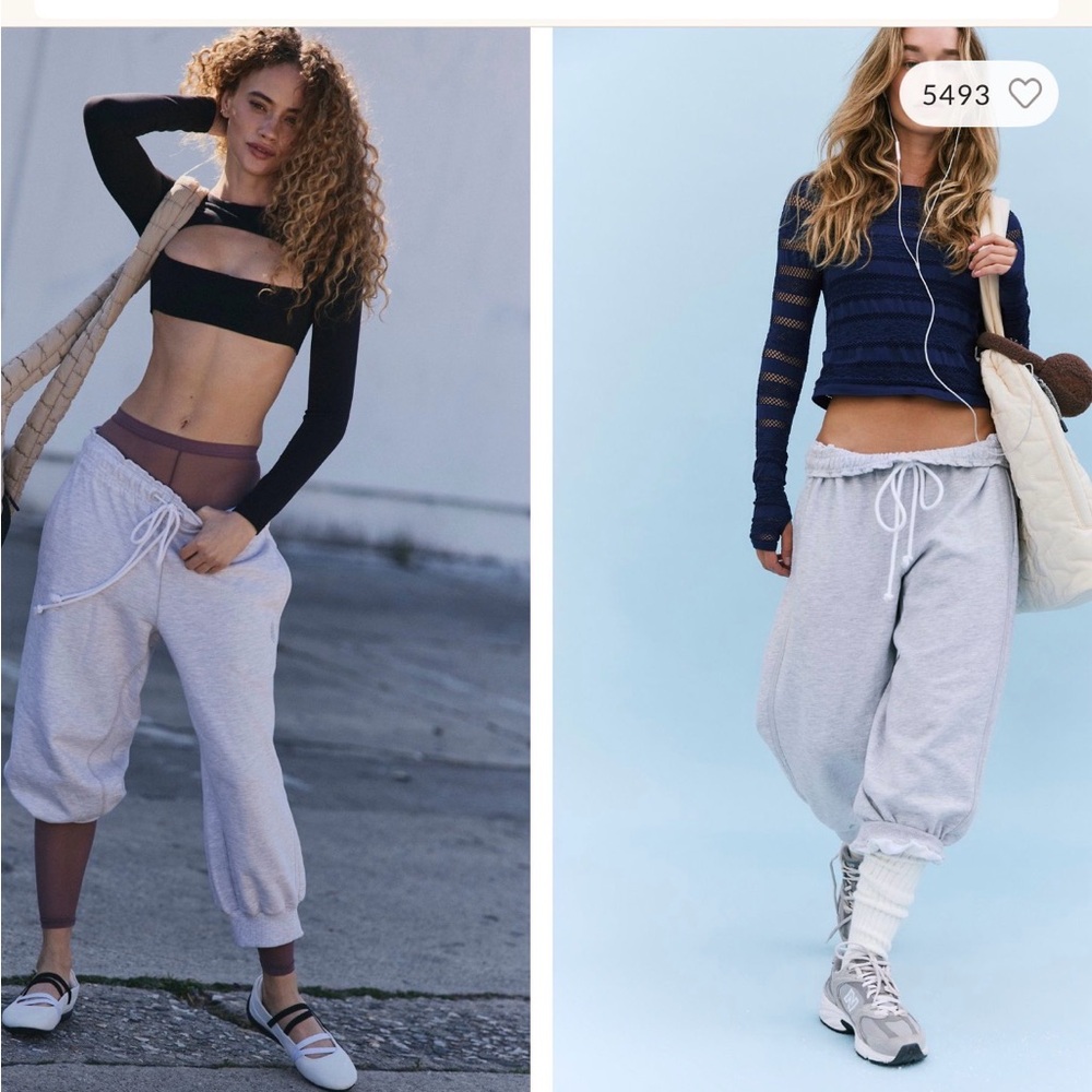 Free People cropped Gray Joggers